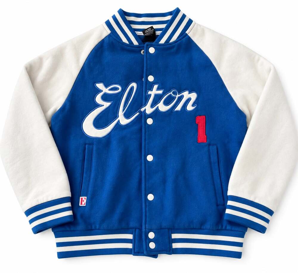 Elton John Dodgers Varsity Jacket Size L Blue White Farewell Tour (w)